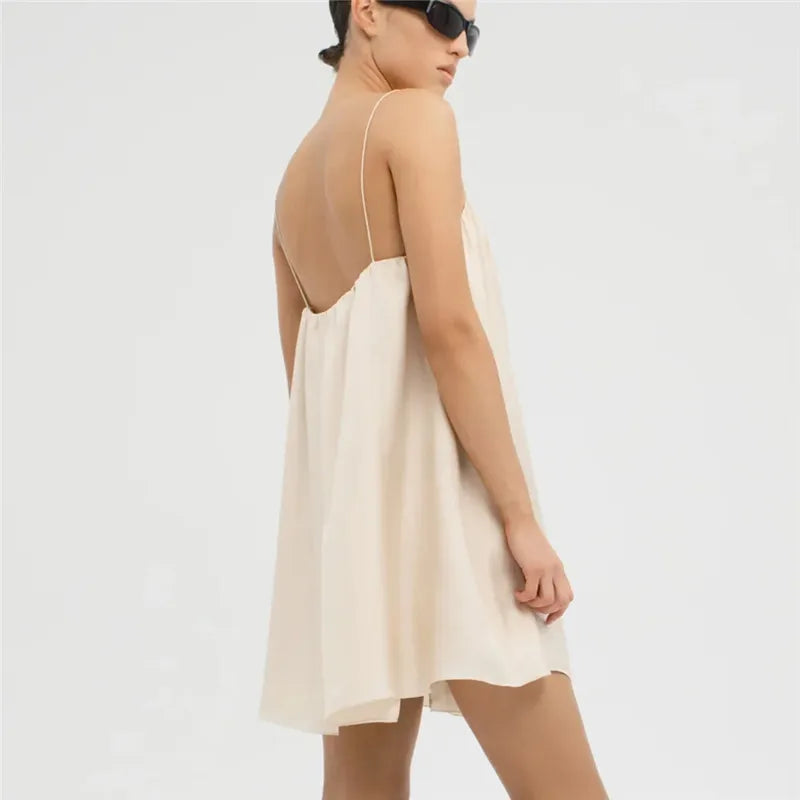 LIZAKOSHT  -  Summer High Street Stylish Solid Color Sleeveless Square Neck Spaghetti Strap Fashion Vest Women's Satin Silk Camisole Tops