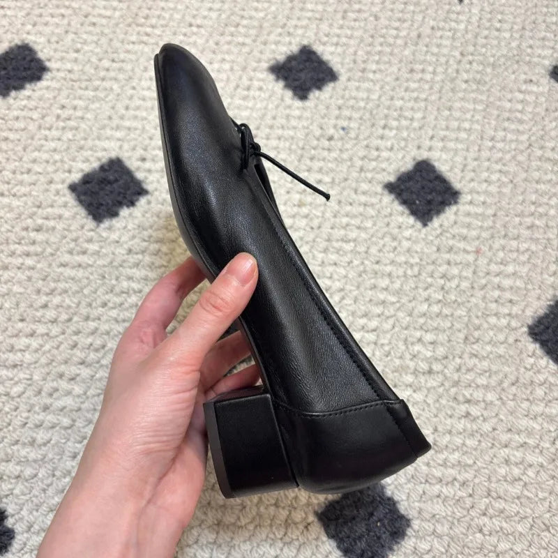 LIZAKOSHT  -  Fashion Chunky Heel Loafers Women Round Toe Ballet Shoes Women's Pumps and Heels Brown Comfortable Office Low Heel Dress Shoes