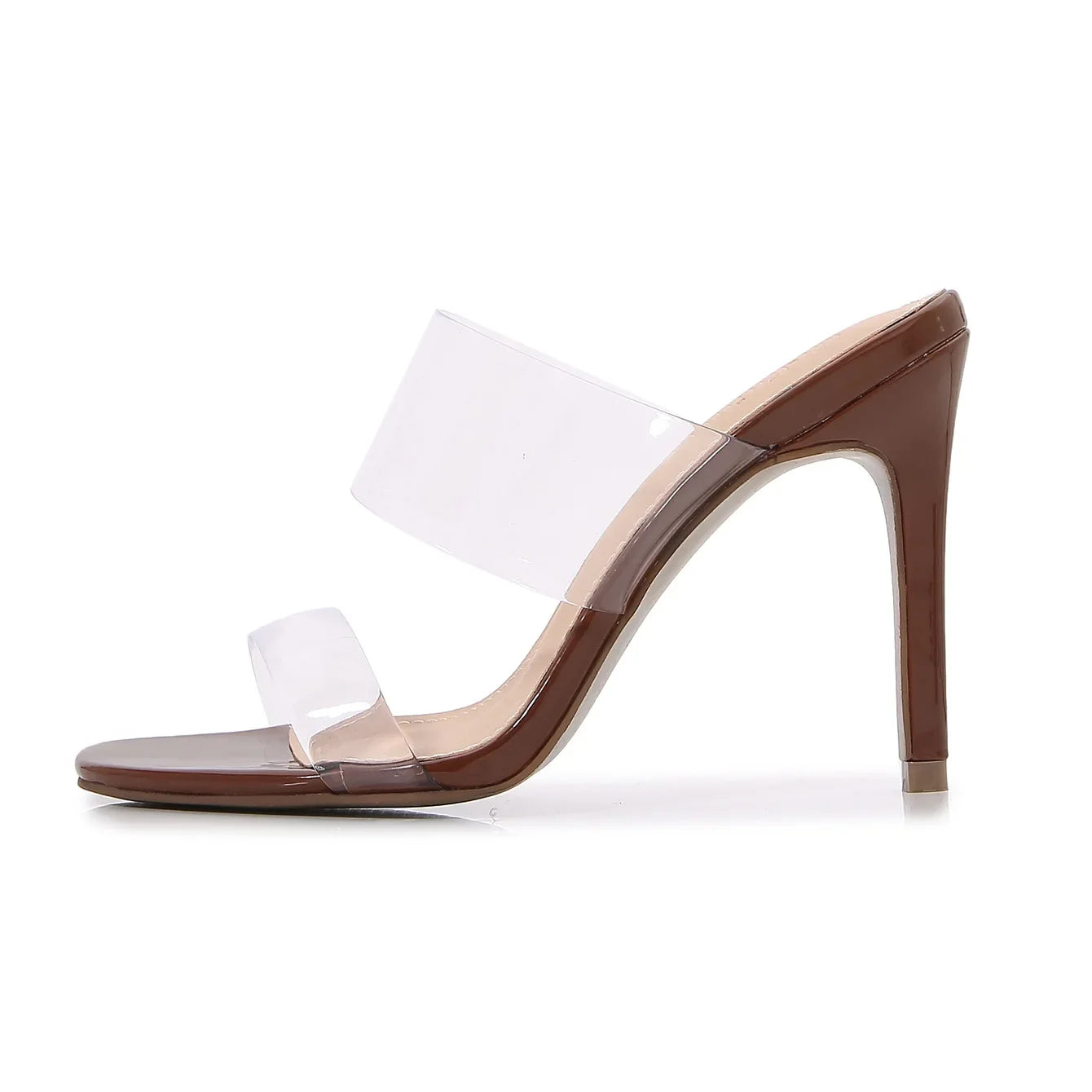 LIZAKOSHT  -  New Summer Women's High-heeled Sandals Simple Transparent High-heeled Slippers Stiletto Square Toe Open-toed Slippers
