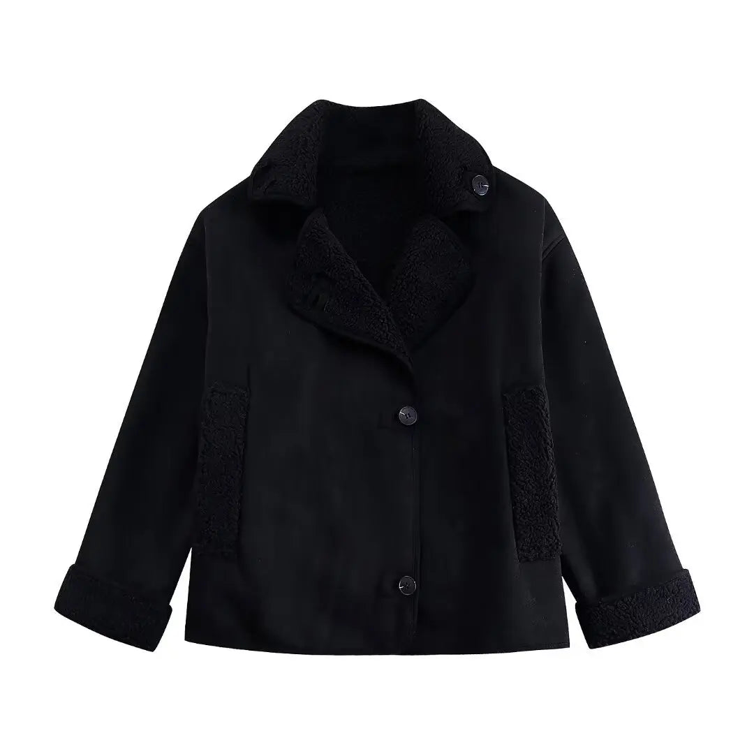 LIZAKOSHT  -  Women's Casual Fashion Comfortable Jacket 2025 Spring European and American Style Lapel Loose Fur Integrated Warm Jacket