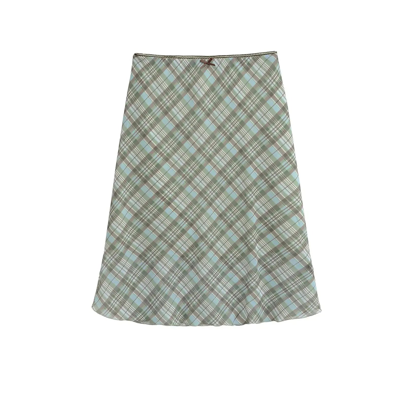 LIZAKOSHT  -  Elegant High-waisted Slimming Contrasting Half-skirt for Women with Bow Accents and A Draping Mid-length Dress