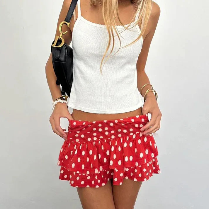 LIZAKOSHT  -  Spring/Summer New Fashion Women's Dress with Polka Dot Drawstring Puff and Inner Lining