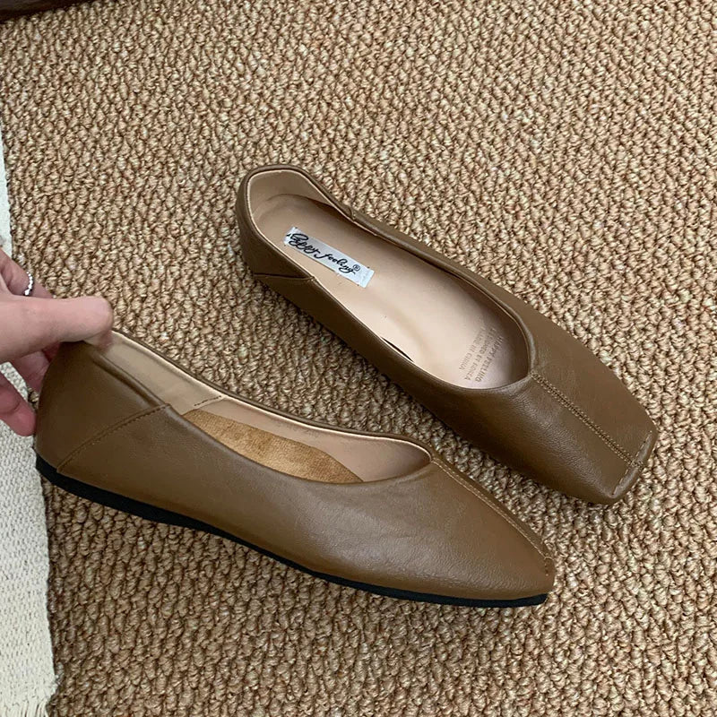 LIZAKOSHT  -  Spring New Brand Women Flat Shoes Fashion Round Toe Shallow Slip oN Ballerinas Shoes Soft Low Heel Boat Shoes New Woman Shoes