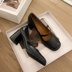 LIZAKOSHT  -  Fashion Pumps New Women's Heels High Quality Genuine Leather Round Toe Shallow Mouth High Heel Mary Janes Women's Shoes
