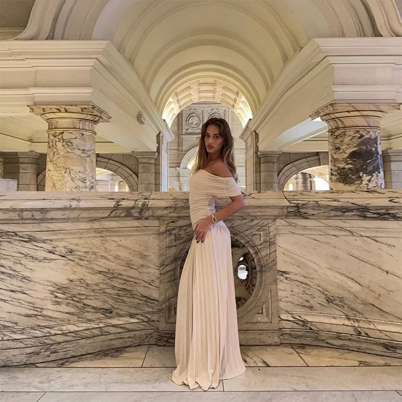 LIZAKOSHT  -  Women's Summer New One-Shoulder Elegant and Sexy Slim-Fit Pleated Bustier Dress
