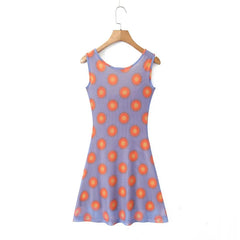LIZAKOSHT  -  Sexy Women Vintage Big Dot High Strech Mesh Tank Dress Sleeveless A-line Mini Ladies Summer Dresses Short Robe
