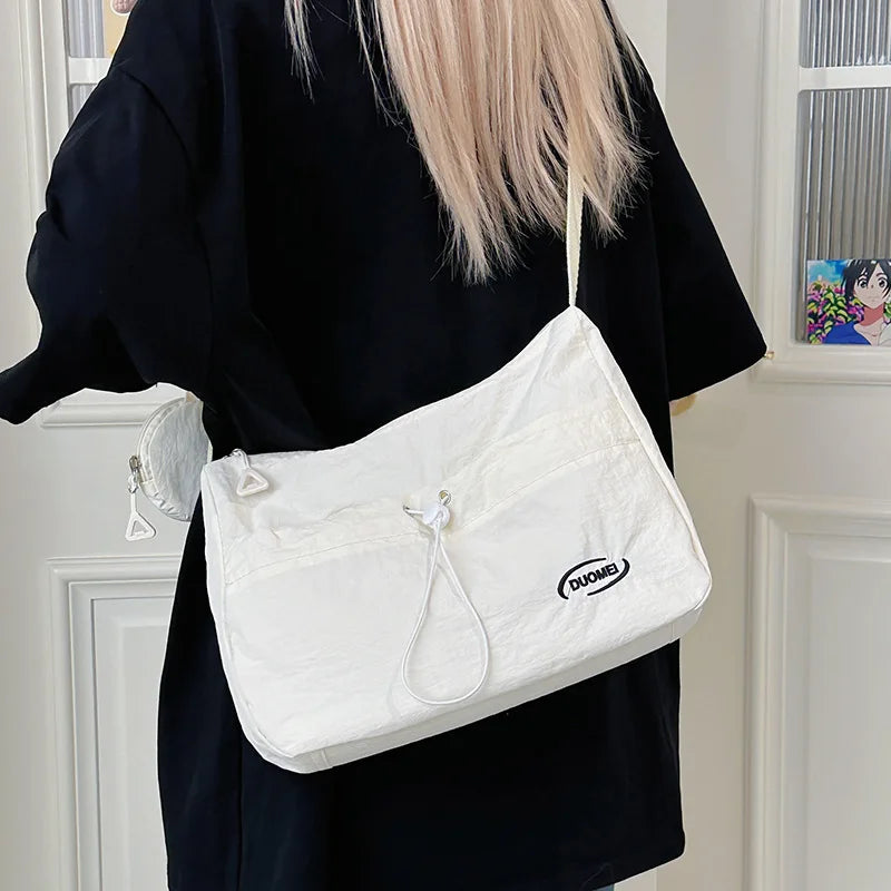 LIZAKOSHT  -  Japan Style Women Crossbody Bag New Casual Nylon Letter Composite Bag Simple Large Capacity Canvas Single Shoulder Tote Bag