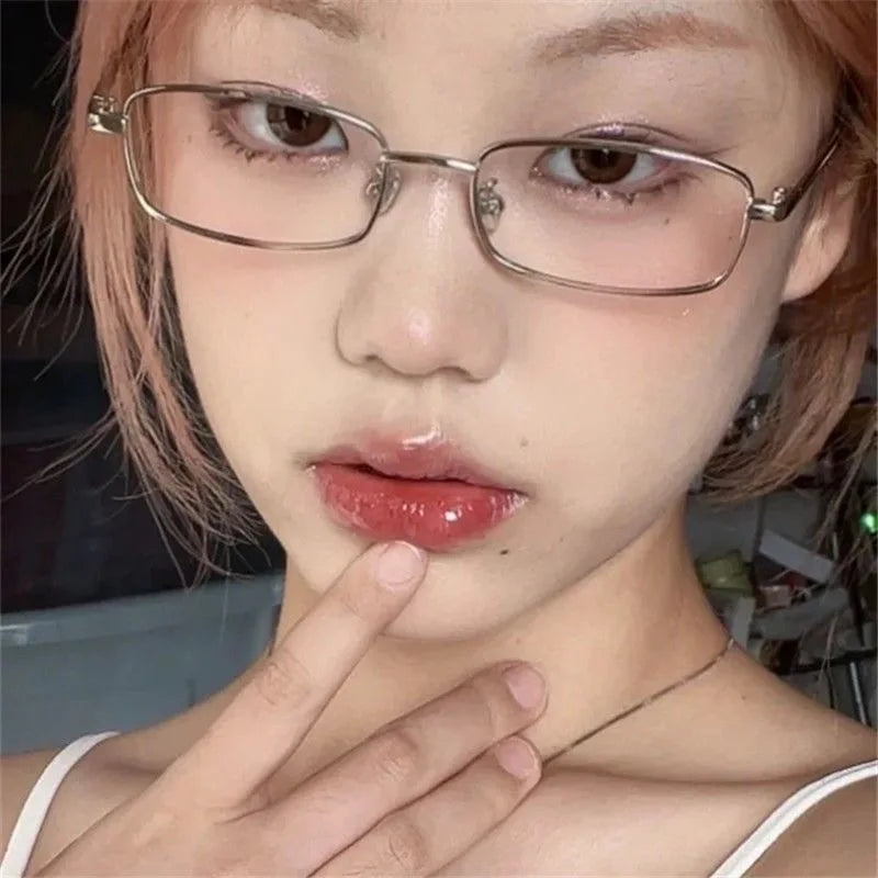 LIZAKOSHT  -  Y2k Small Square Frame Glasses Women Girls Harajuku Anti Blue Light Eyeglasses Retro Metal Alloy Reading Spectacle Eyewears