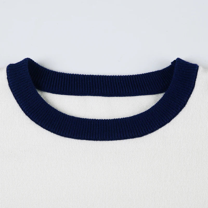 LIZAKOSHT  -  Preppy Style Flag Printed Knitted Pullovers Casual O-Neck Long Sleeve Sweater Women Autumn Winter Fashion Streetwear