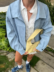 LIZAKOSHT  -  Lapel Long Sleeves Zipper Jacket Woman Straight Solid Color Casual Autumn Winter Coats Retro Street Fashion Women's New Jackets