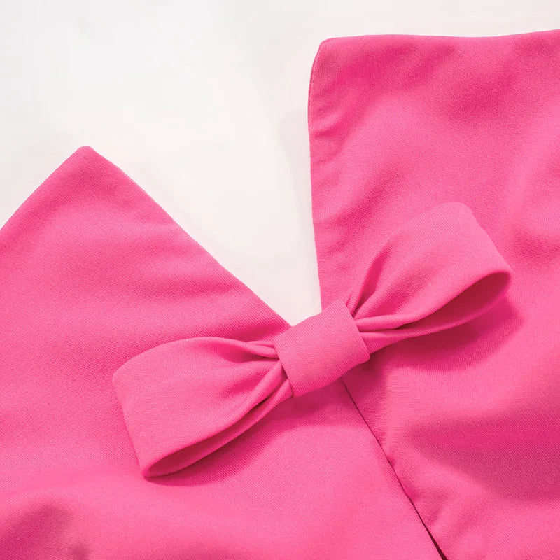 LIZAKOSHT  -  Off-Shoulder Bow Slim Long Dress Women's Fashion Collage Sexy Hollow Backless Elegant Evening Dress Women's Long Dress