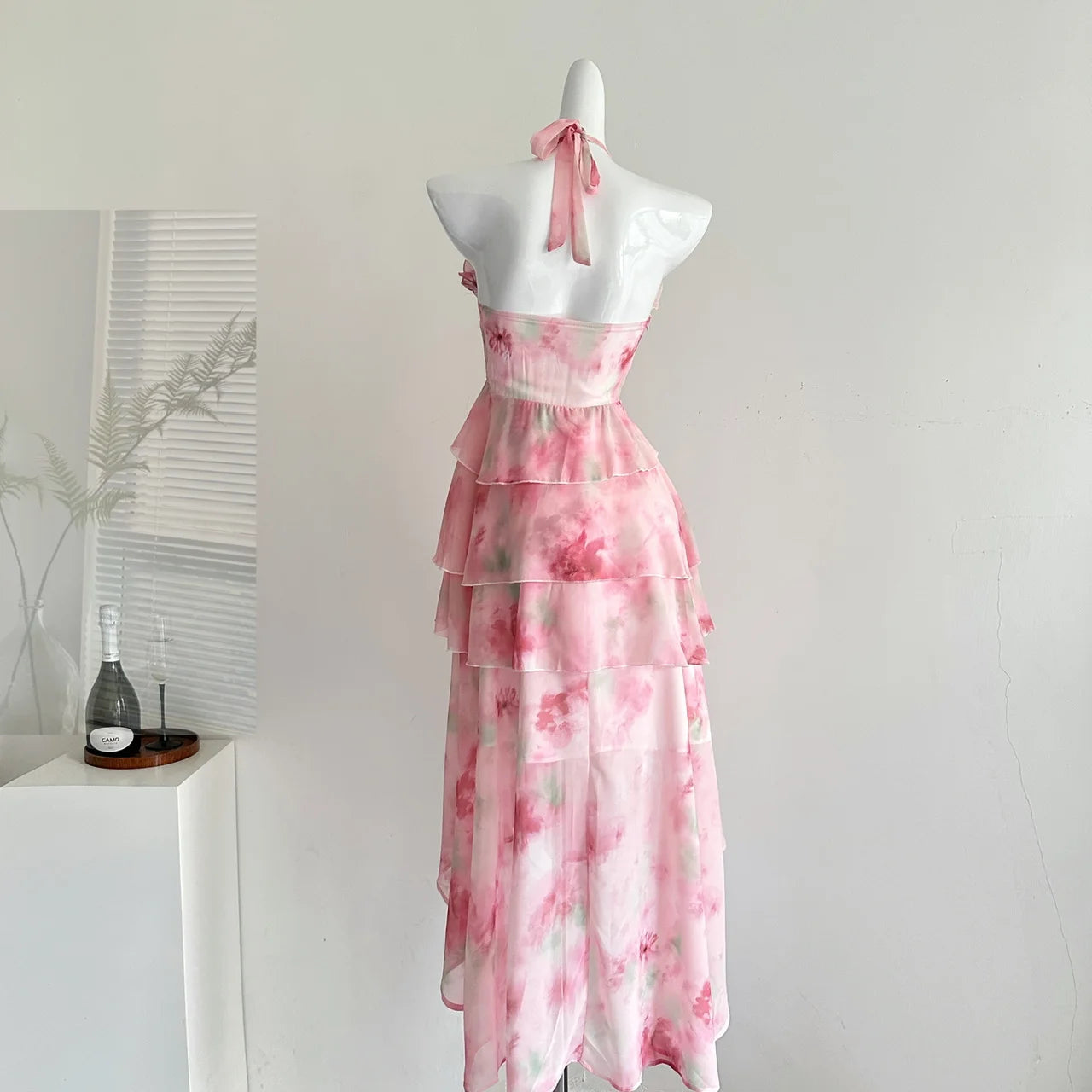 LIZAKOSHT  -  Summer Women Birthday Prom Halter Dress Maxi Coquette French Vintage Vacation Frock Evening Old Money One-Piece Party Aesthetic