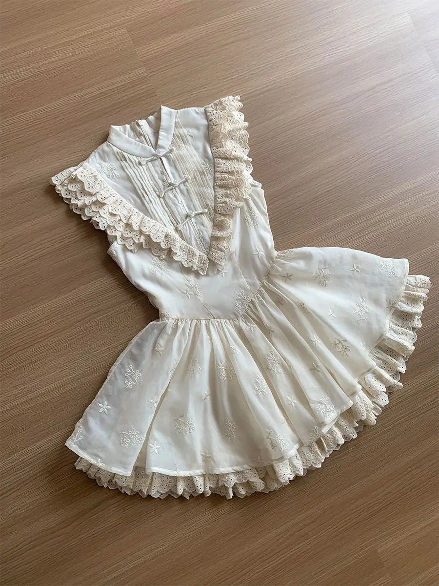 LIZAKOSHT  -  Vintage Womens Dresses Y2K Lace Slim Halter Goth Punk Ball Gown Harajuku Embroidery 2000s Basics Hot Girl Summer Sweet Fairy Emo
