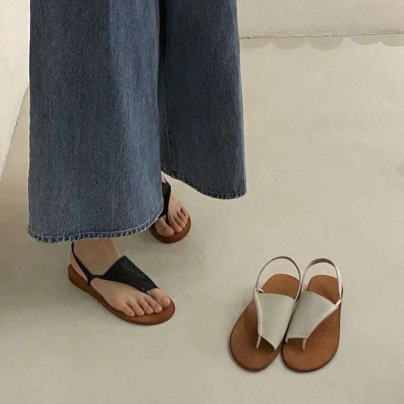 LIZAKOSHT  -  Women's Slippers Summer Sandals New Genuine Leather Flat Women's Shoes Light Slippers Women's Outerwear Casual Flip Flops