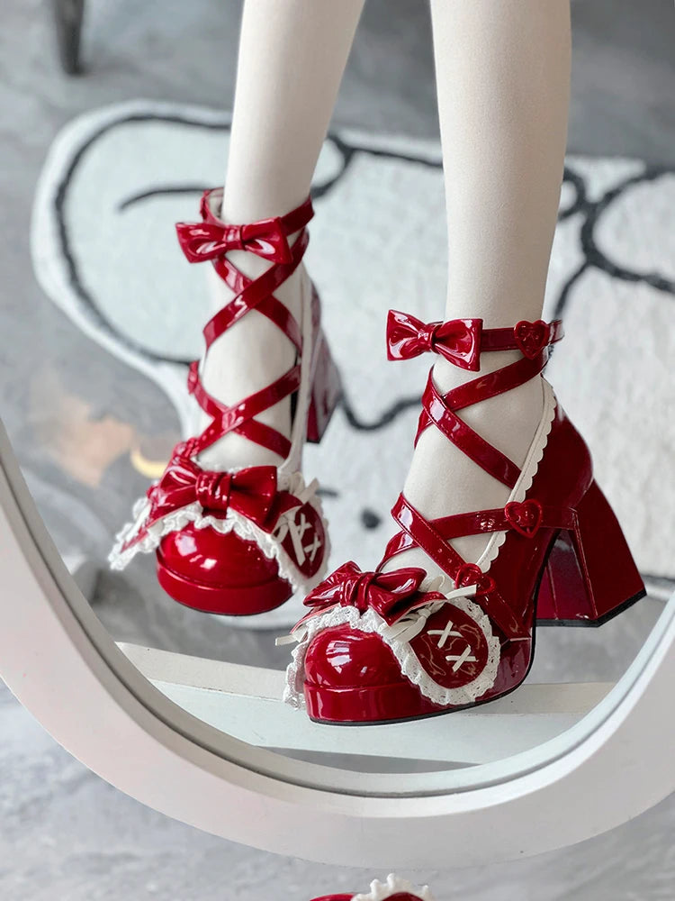 LIZAKOSHT  -  Middle Heel Drooping Ear Rabbit Lolita High Heels Sweet Japanese Round Toe Lolita Shoes Cute Girl Tea Party Single Shoes