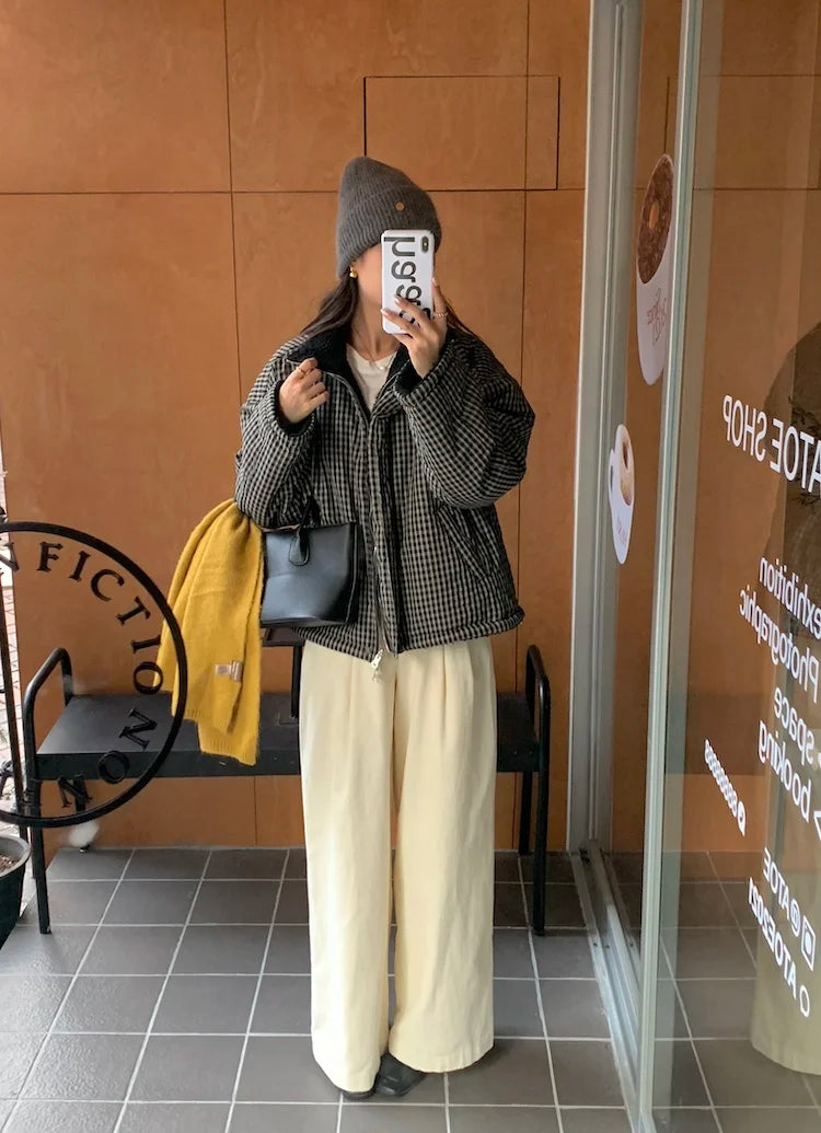 LIZAKOSHT  -  Retro Winter Cotton Jaet Women's Loose Long Sve Stand Collar Cheered Warm Coat Casual Versatile Two-Sided Wear