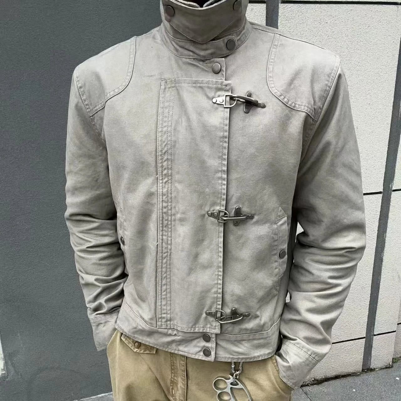 LIZAKOSHT  -  Vintage 90s Harajuku Aesthetic Streetwear Button Hooded Sweatshirts Grunge Stand Neck Jacket Y2k Casual Outfit Street Wear New