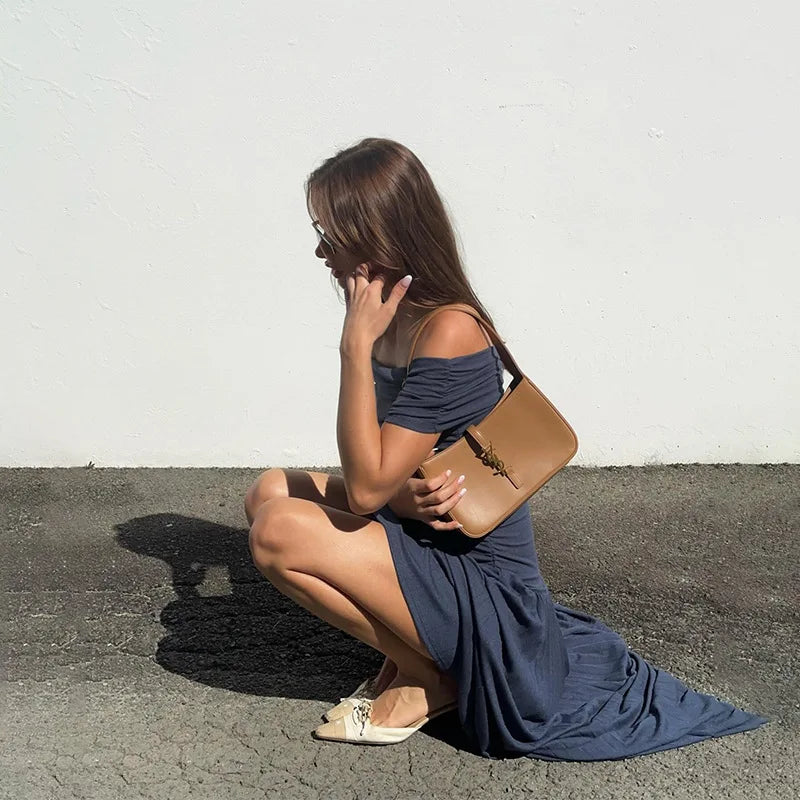 LIZAKOSHT  -  Women's Summer New One-Shoulder Elegant and Sexy Slim-Fit Pleated Bustier Dress