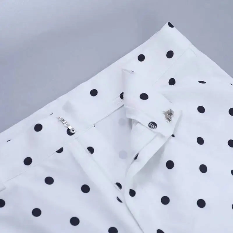 LIZAKOSHT  -  Polka Dot Pencil Pants Women High Waisted Tight Fitting Printed Side Slit Small Leg Summer Elegant Casual Sporty Cropped Pants