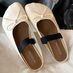 LIZAKOSHT  -  Comfortable Round Toe Women Slippers Elegant Bowknot Design Slide Sandals Fashion Banquet Mary Jane Shoes Mule Pumps for Ladies