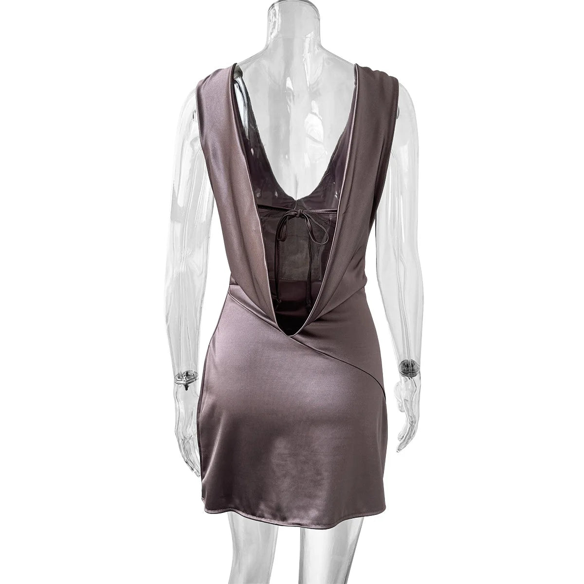 LIZAKOSHT  -  Sexy V-neck Sleeveless Short Skirt with Hot Backless Lace-up Hip-pack Dress