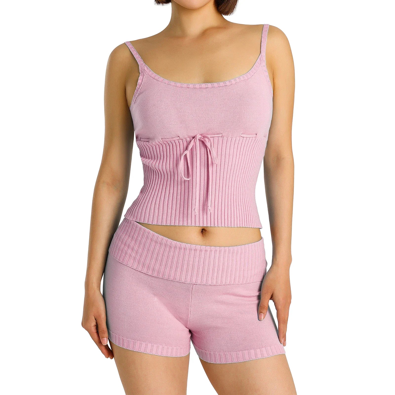 LIZAKOSHT  -  Trendy Two Piece Outfits Women Summer Shorts Sets 2 Piece Sleeveless Matching Flower Crop Tank Tops and Shorts Set