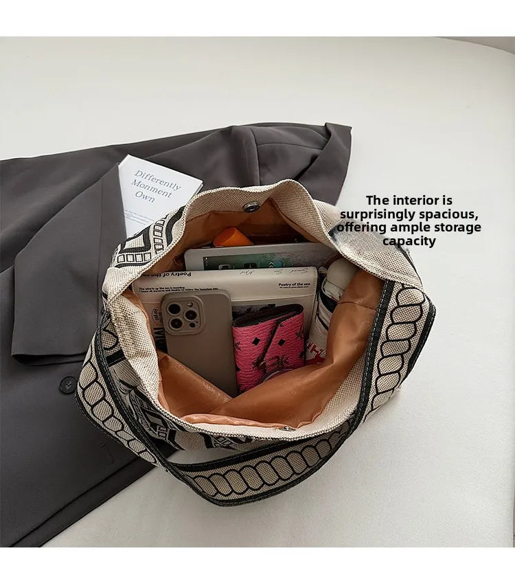 LIZAKOSHT  -  Retro Large Capaci Canvas Tote Bag Women's New Sle Lazy Faion Single oulder Bag Trendy Tot Bag Briti Sle Con...