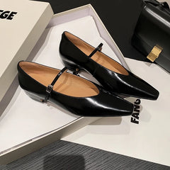 LIZAKOSHT  -  Fashion Women's Shoes New High Quality Genuine Leather Shoes Simple Square Head Low Heel Women's Heel Shoes