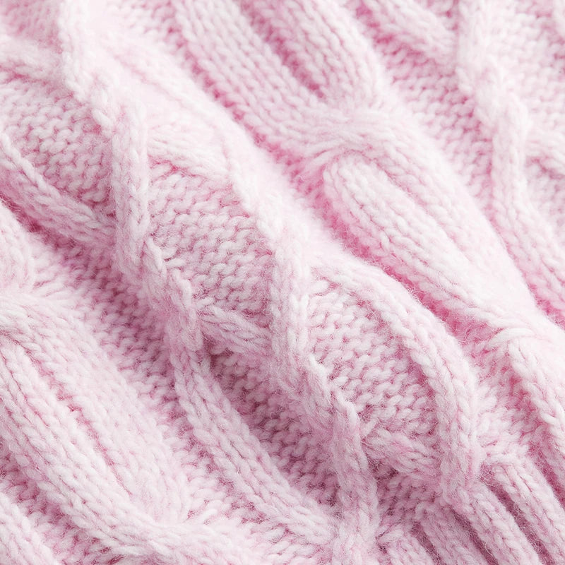 LIZAKOSHT  -  Women's Sweater Pink Sweet Pullover Round Neck Knit Tops Ladies Winter Sweaters Y2K Vintage Christmas Crochet Clothes