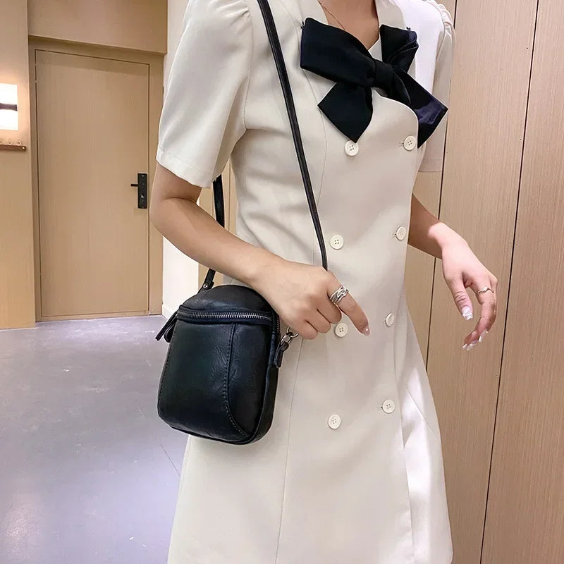 LIZAKOSHT  -  Vintage ladies Shoulder bag mini Handbags and purse PU leather design sling Crossbody Bag Casual Shell phone Wallet black bolsa