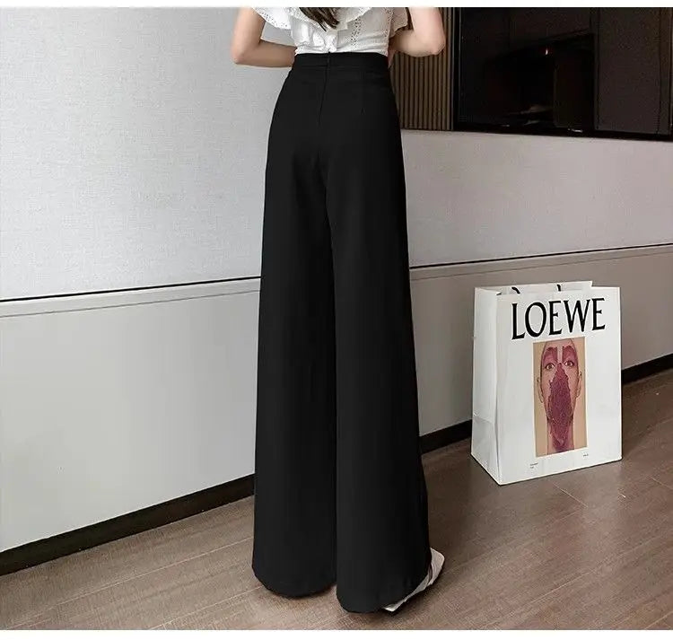 LIZAKOSHT  -  Wide Leg Pants for Women with High Waist and Drooping Sensation New Black Flared Pants for Women with Straight Leg and Slimming