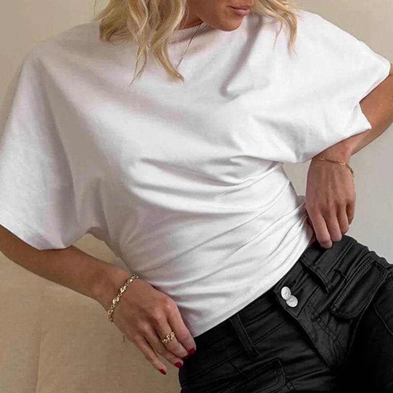 LIZAKOSHT  -  American Style Personality Street Casual O Neck Pullover Loose Top Solid High Street Punk Lazy Style Tee Fashion Casual T-Shirt