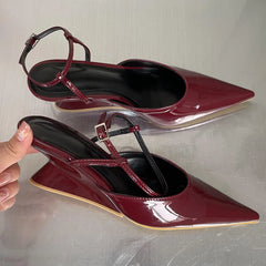 LIZAKOSHT  -  Fashion Wedges Shoes For Women Pointed Toe Female Footwear New 2025 Casual Ladies High Heels Sandals Slingbacks Heel Pumps