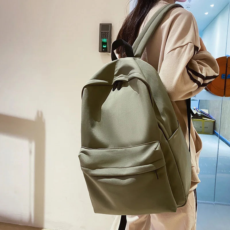 LIZAKOSHT  -  Solid Color Women Backpack Japanese School Bags For Teenager Girls Bookbag Simple Nylon Travel Backbag Ladies Student Bags