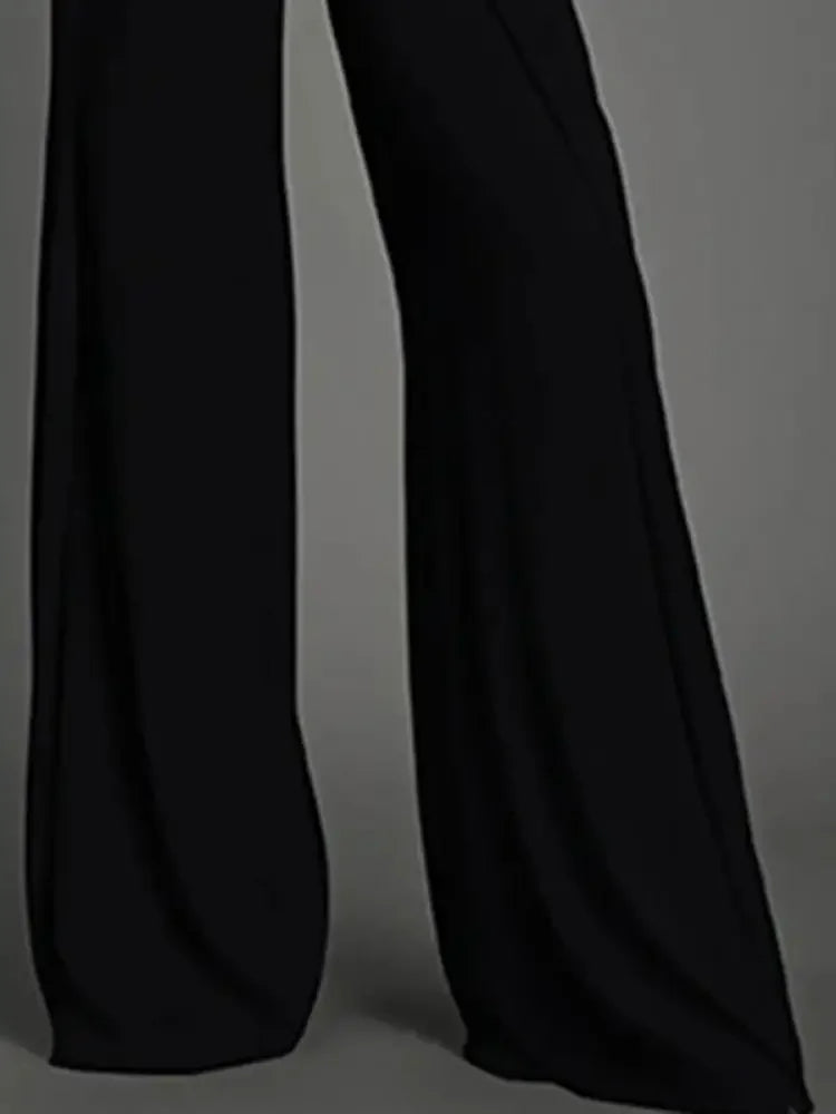 LIZAKOSHT  -  Black Flared Pants For Women Fashion High Waits Slim Fit Urban Casual Office Trousers Bottoms New Spring Summer