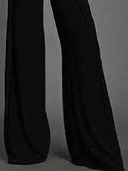 LIZAKOSHT  -  Black Flared Pants For Women Fashion High Waits Slim Fit Urban Casual Office Trousers Bottoms New Spring Summer