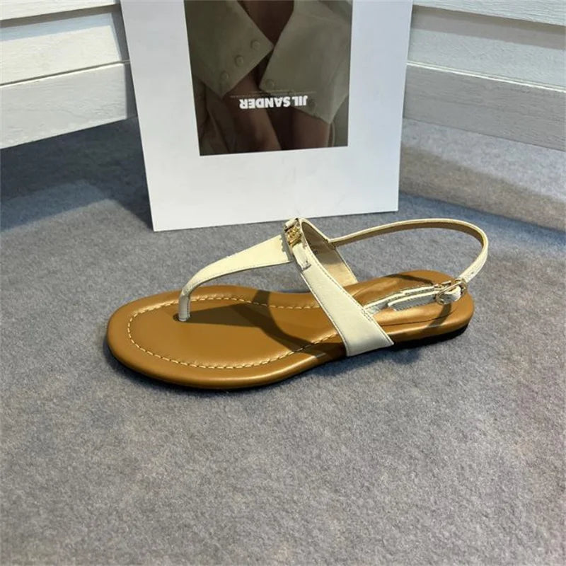 LIZAKOSHT  -  Women's Slippers Summer Sandals New Genuine Leather Flat Women's Shoes Light Slippers Women's Outerwear Casual Flip Flops