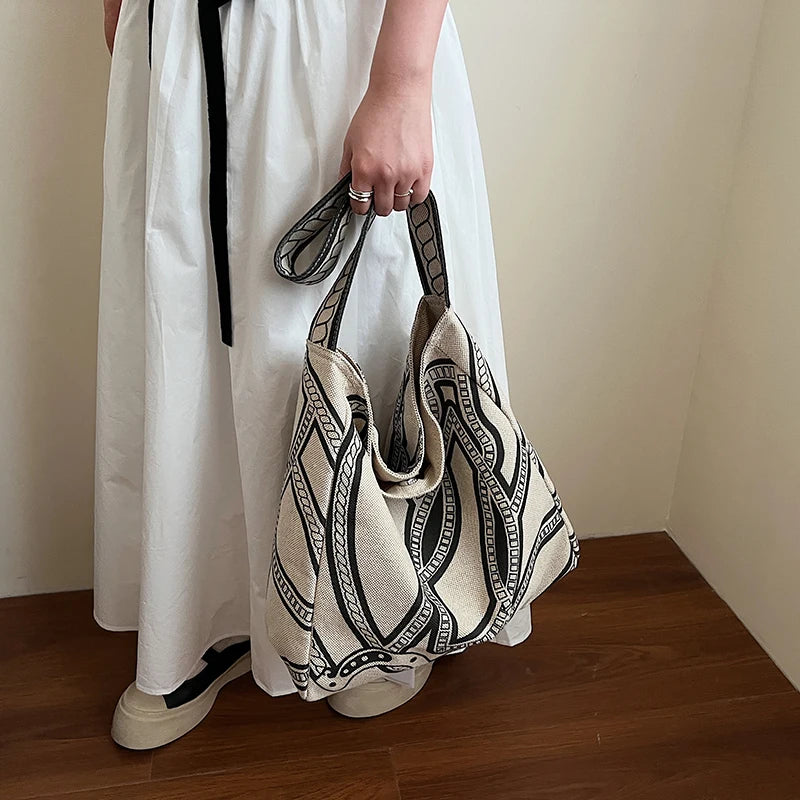 LIZAKOSHT  -  Retro Large Capaci Canvas Tote Bag Women's New Sle Lazy Faion Single oulder Bag Trendy Tot Bag Briti Sle Con...