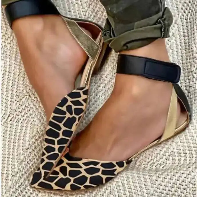 LIZAKOSHT  -  Pointed Toe Women Sandal Casual Flat Heel Shoes Fashion Hook Loop Ankle Buckle Women's Sandal Trend Shoes