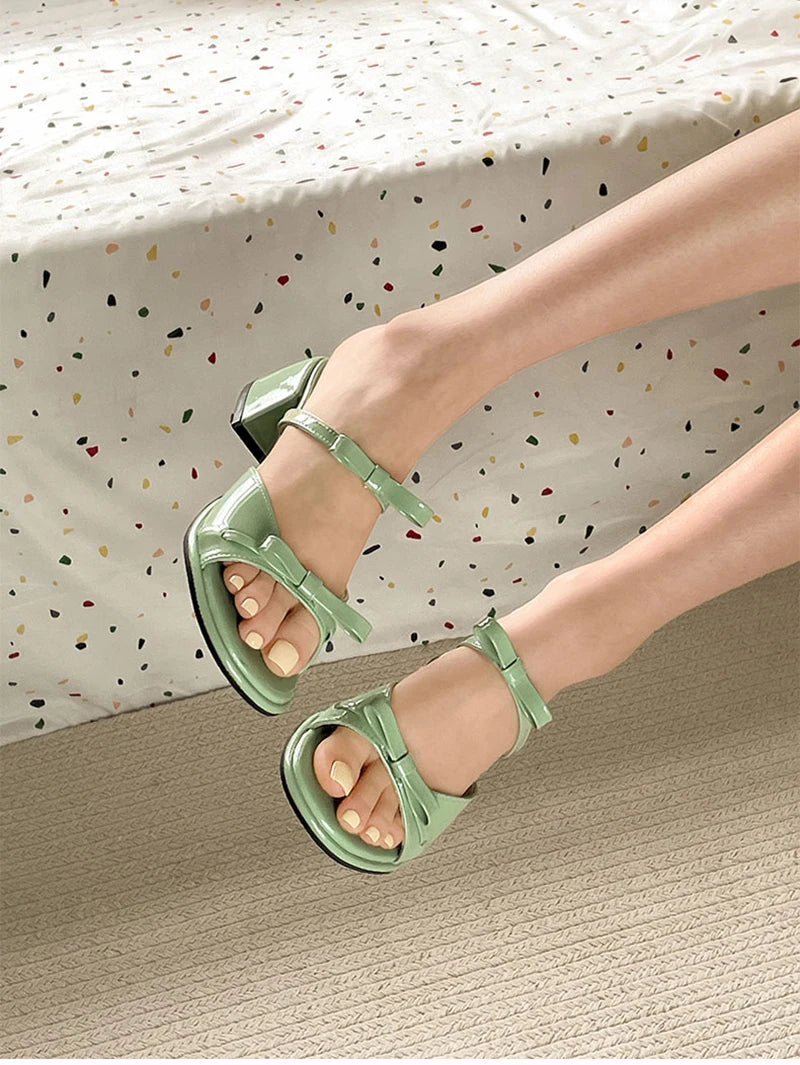 LIZAKOSHT  -  Designer Summer Thick Heel Women Slippers Fashion Butterfly-knot Ladies Outdoor Dress Slides Sandalias