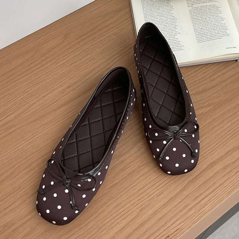 LIZAKOSHT  -  New Design Polka Dot Butterfly-kont Flats Heels Women Sandals Fashion Round Toe Daily Banquet Party Shoes