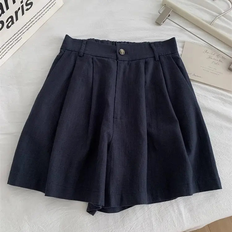 LIZAKOSHT  -  Summer High-Waist Vintage Linen Shorts Women's Versatile Slimming