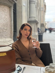 LIZAKOSHT  -  Fashion Solid V-neck Knitted Cardigan Women Solid Full Sleeve Single Breasted Slim  Cardigan 2025 Lady Early Autumn Chic Outwear