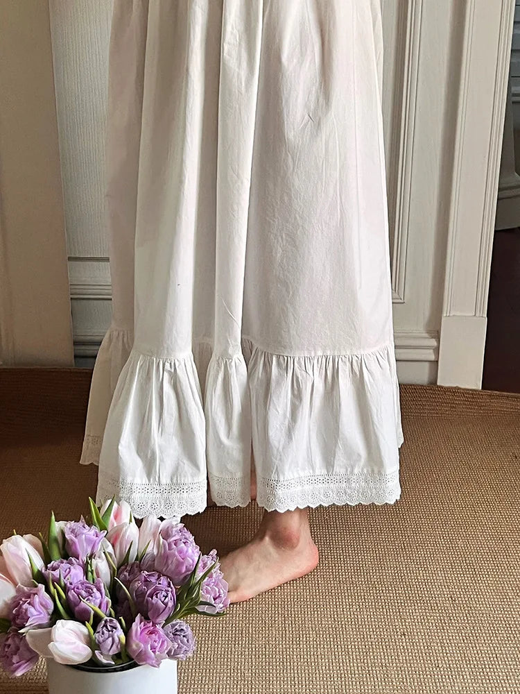 LIZAKOSHT  -  Retro Women's Nightdress Pajamas Nighty Lace-up Short Sleeve Sleepdress Nightgown Palace Style Night Wear for Women Sleepwear