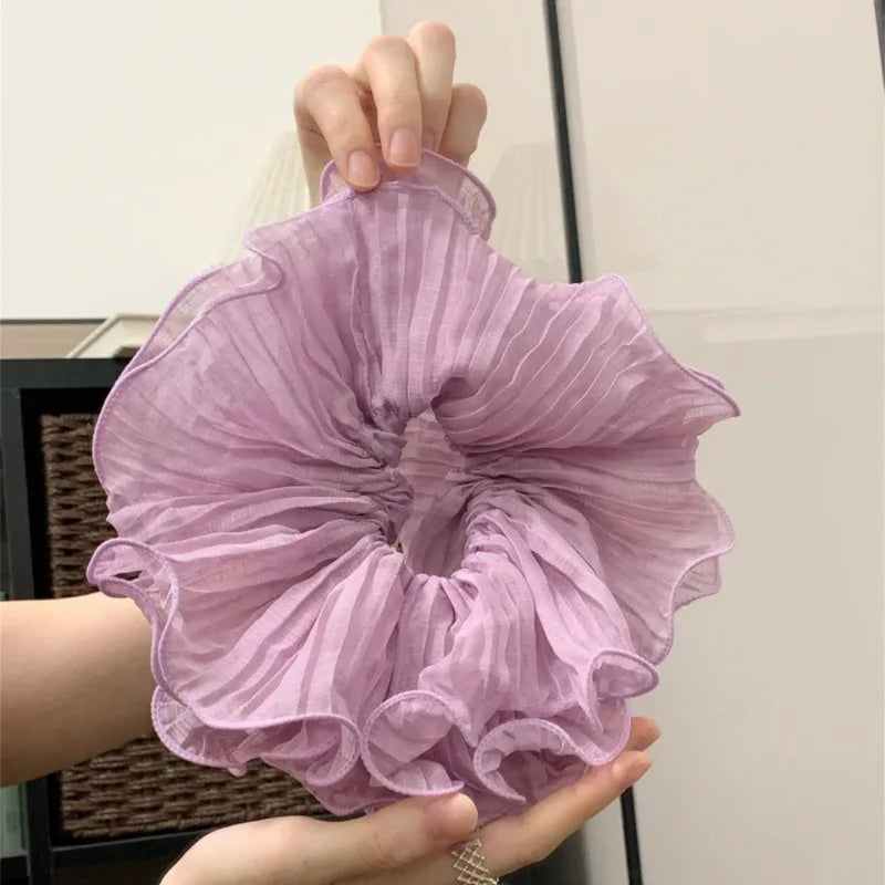 LIZAKOSHT  -  1PC Ruffled Ruffled Oversized Large Intestine Hair Scrunchie - Versatile Double-Layer Hair Rope, Hair Ornament, Hair Accessory