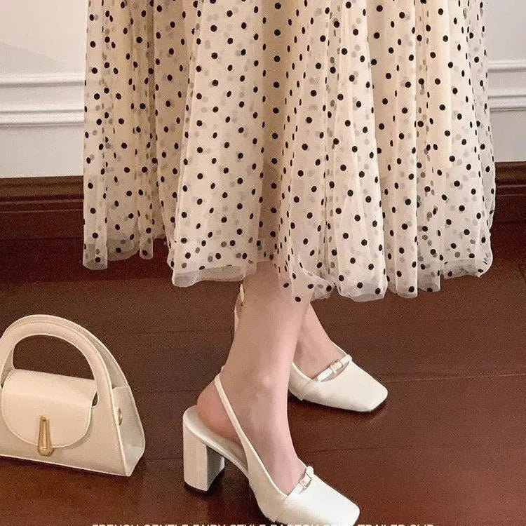 LIZAKOSHT  -  Low Sandals Woman Leather Female Shoe Low-heeled Girls Fabric Hoof Heels Rome Slides PU Rubber Female Sandal Low-Heeled Shoes Wi