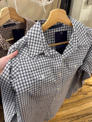 LIZAKOSHT  -  Pockets Navy Plaid Blouse Woman Spring Turn Down Collar Single Breasted Loose Shirts Female Vintage Streetwear Cotton Blouses
