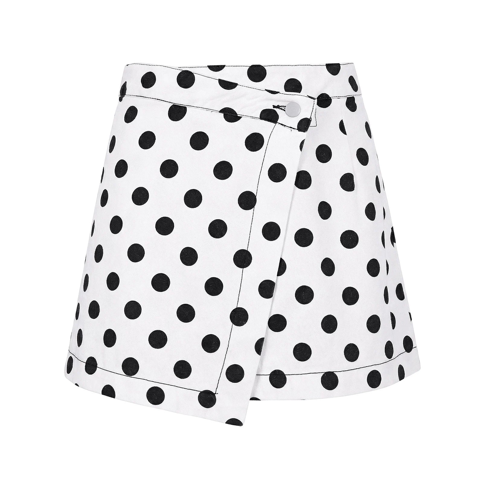 LIZAKOSHT  -  Women Y2K Polka Dot Denim Wrap Skirts Summer 2000s Vintage Mini Jeans Skirts Dress for Beach Vacation Streetwear