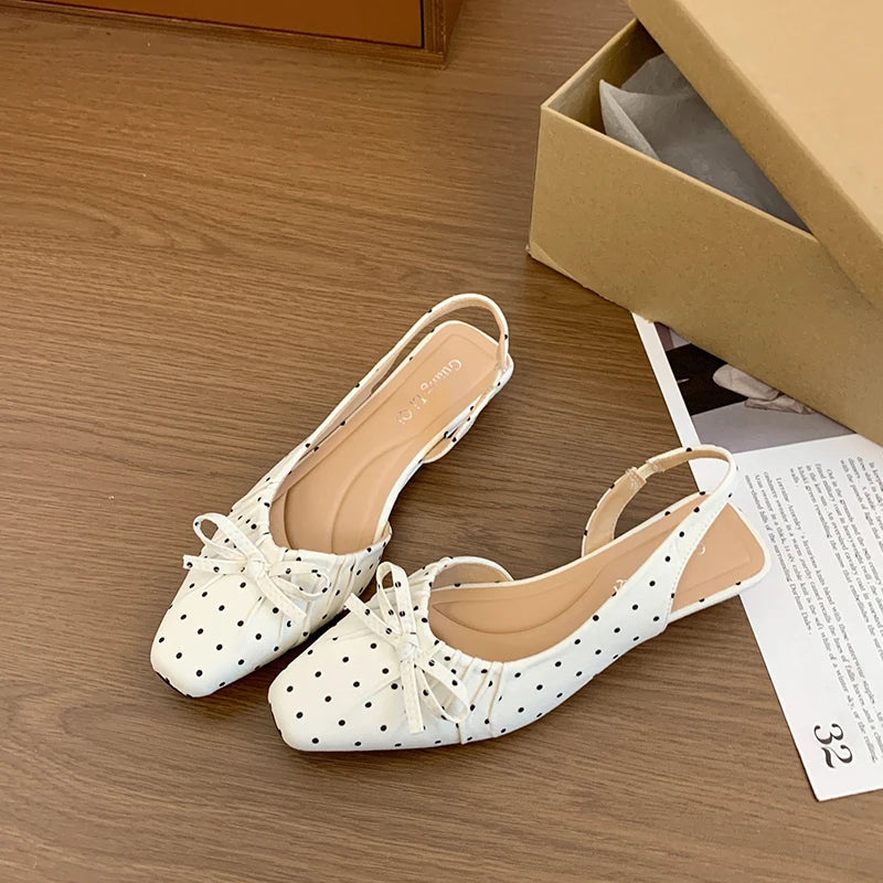 LIZAKOSHT  -  Cover Toe Polka Dot Women Sandals Fashion Slip On Singbacks Mules Pumps Elegant Elegant Slingbacks Sandalias Mujer