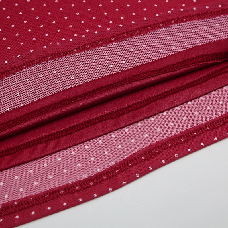 LIZAKOSHT  -  Romantic Polka Dot Red Women Short Dress Square Collar Halter Sleevelss A-line Dresses Summer Vacation Style Outfits